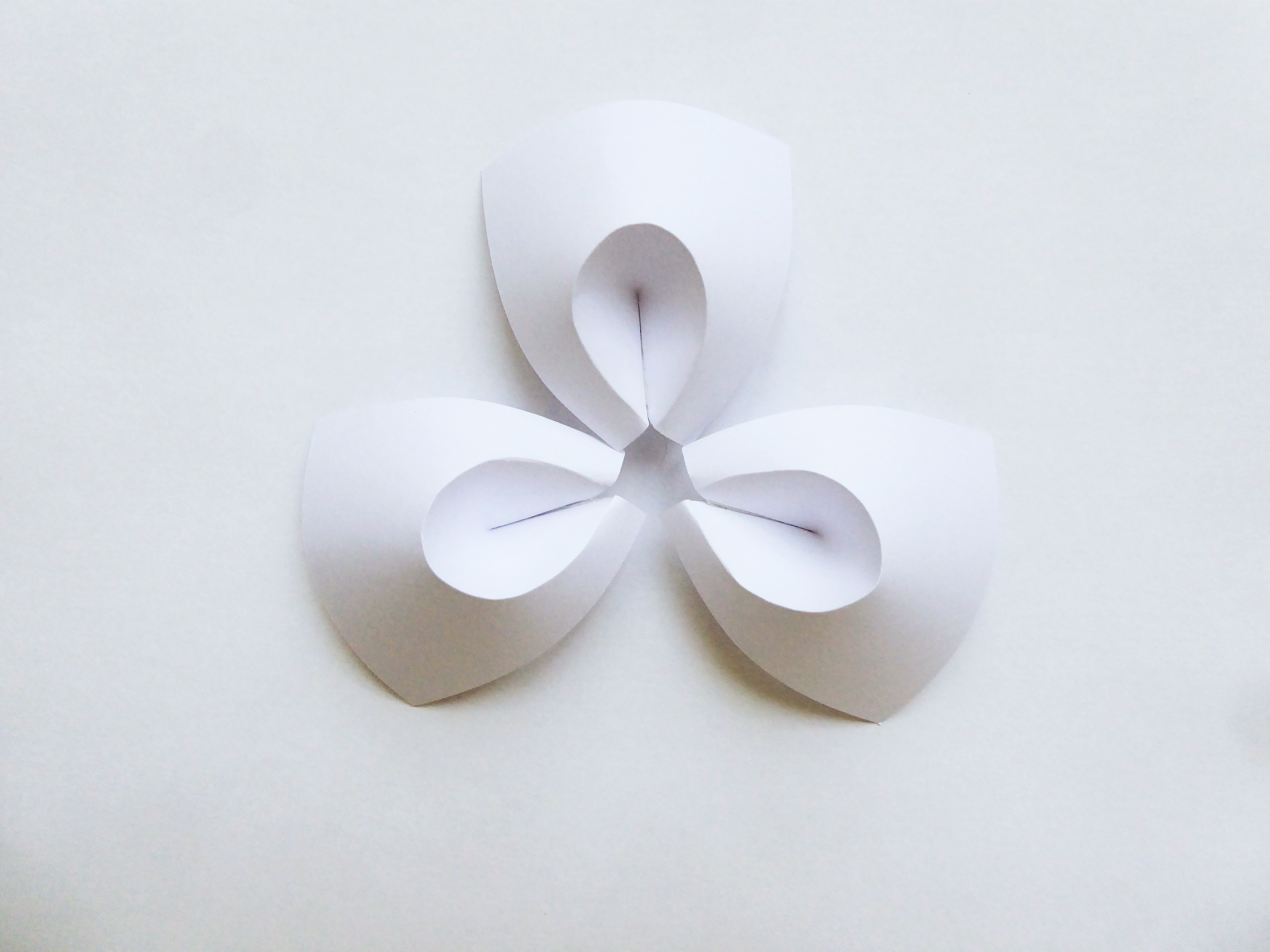 Sculpture papier, fleur pétale courbe, volume 3D, origami, étude pour Helena Rubinstein, Laure Devenelle