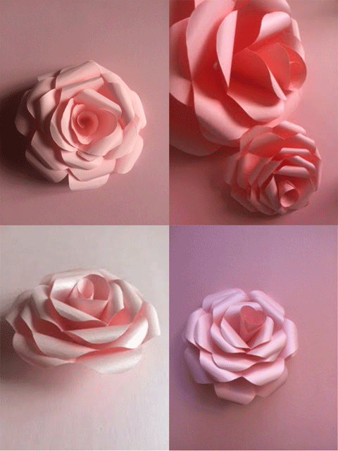 Sculpture roses paper art, fleurs en papier, origami, papiers roses, commande particulière, 2017, laure devenelle