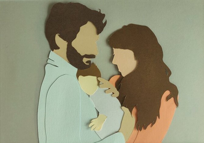Famille-illustration-papier-découpé-photo-profile-amour-cadeau-Laure-Devenelle